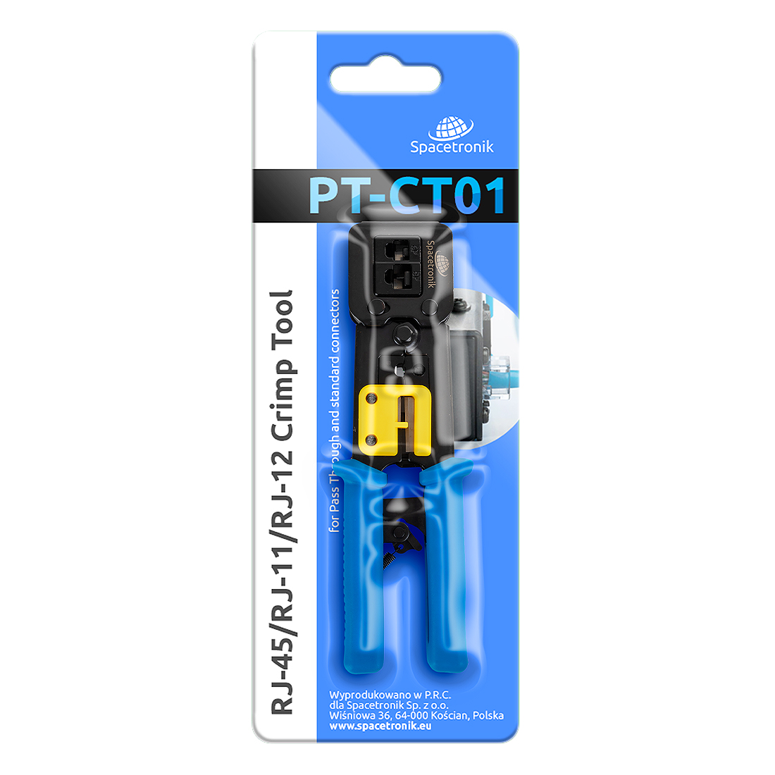 Profesjonalna zaciskarka RJ przelotowa Spacetronik PT-CT01 do RJ45 RJ12 RJ11 (compact)