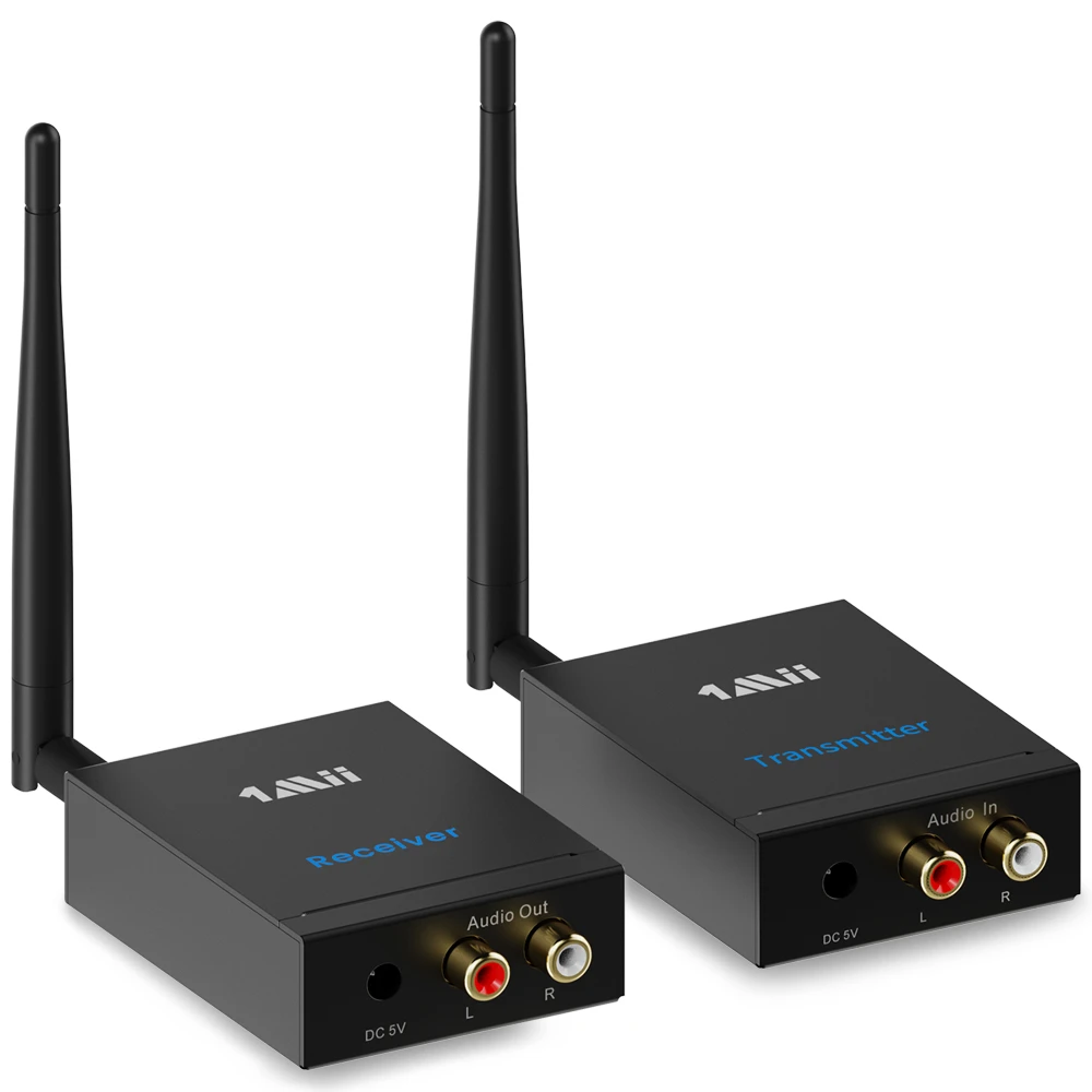 Przedłużacz Transmiter Bezprzewodowy Audio 2x RCA 100m 2,4GHz RT5066 1MII