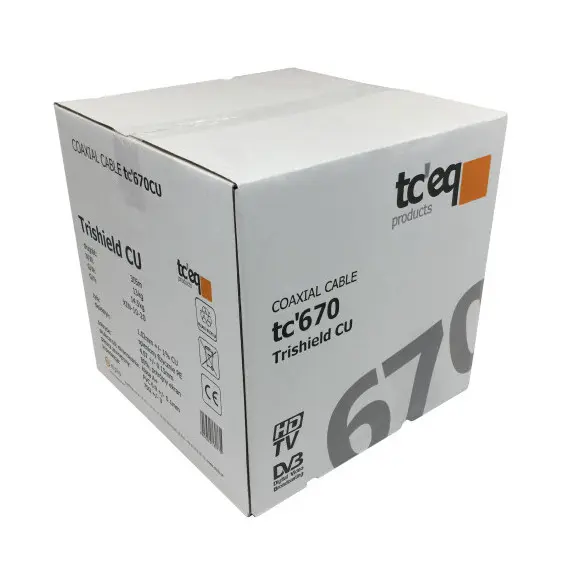 Przewód koncentryczny RG6 TC 670 1,02 CU TC\'EQ Trishield 305m pullbox