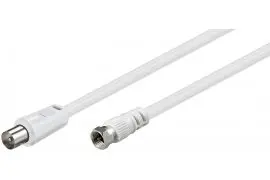 Kabel koncentryczny Wtyk TV - Wtyk F Białe 2,5m