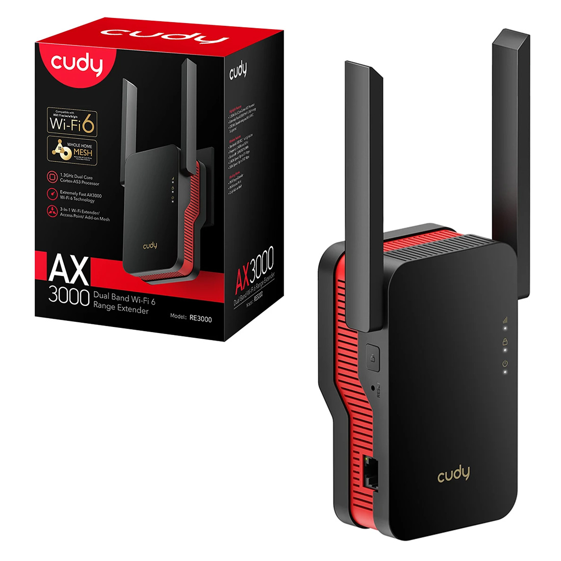 Repeater AP wzmacniacz LAN Wi-Fi 6 AX3000 Cudy RE3000