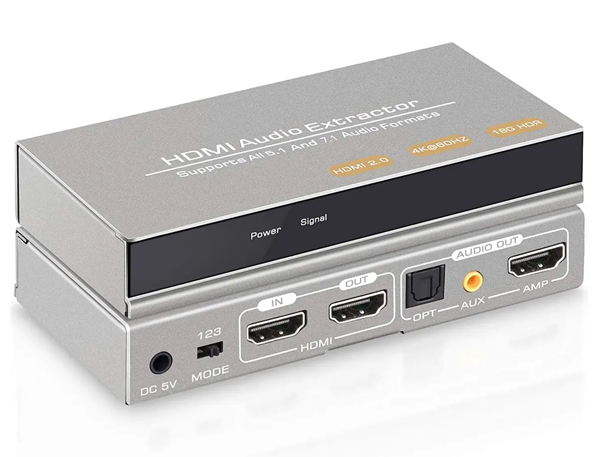 Rozgałęźnik HDMI na HDMI 2.0 + Audio 7.1 SPDIF, coaxial, AUX 4Kx2K@60Hz  Spacetronik SPH-AE10