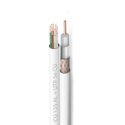 Kabel 2w1 Skrętka CAT5e CU + antenowy RG6 1.0 mm CU 100m