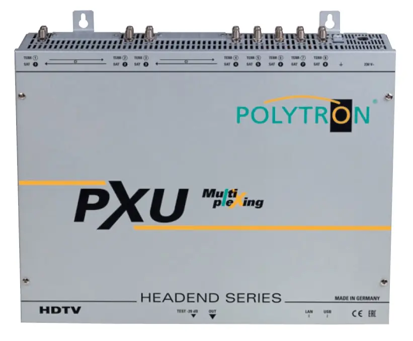 Stacja czołowa multiplexer POLYTRON PXU 848 IP 8x DVB-S2/T2/C na IP Streamer