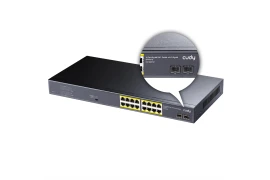 SWITCH PoE  GS1020PS2 16x Gigabit 200W 2x SFP CCTV do 250m VLAN