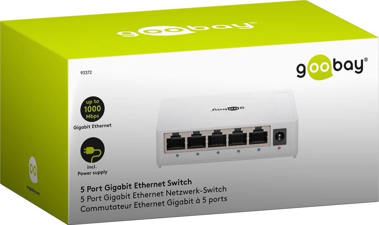 Switch sieciowy RJ45 1Gb LAN 5-portowy Goobay 10/100/1000Mbps