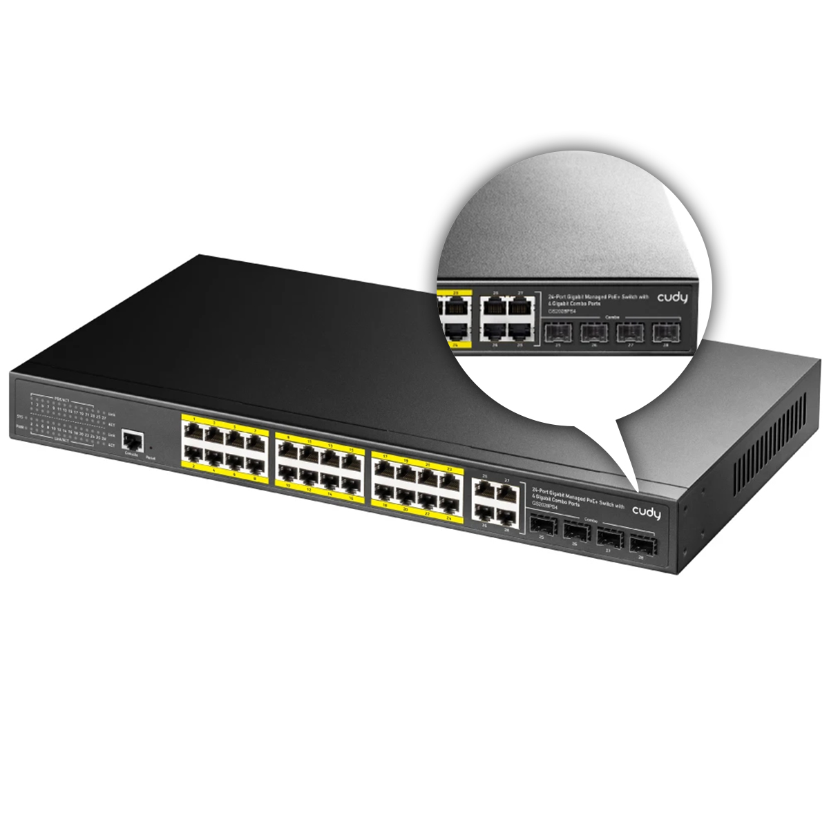 Switch zarządzalny L2 LAN 24x PoE 1Gbps 4x porty SFP/TP 300W 4x Uplink LAN Cudy GS2028PS2-300W