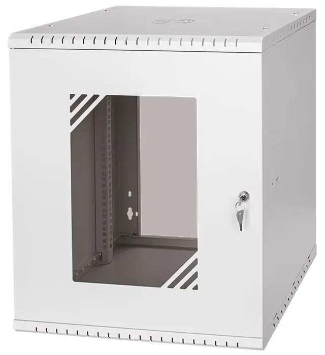 Szafa RACK 19'' 12U 450mm SZARA Szklane drzwi