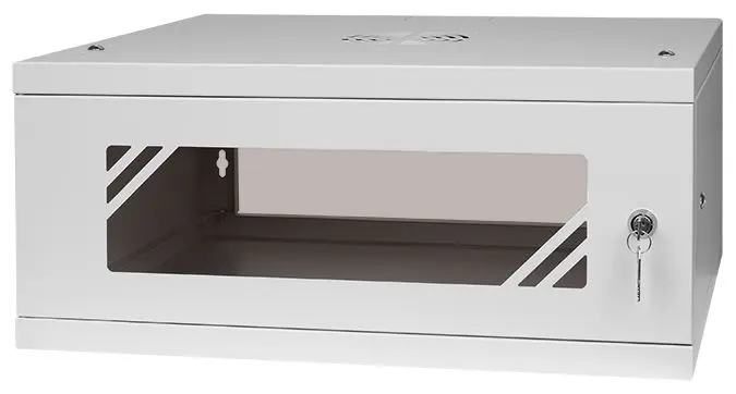 Szafa RACK 19'' 4U 350mm SZARA Szklane drzwi