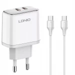 Szybka ładowarka 2x USB-C PD do telefonu 35W kabel USB-C / USB-C Szybkie Ładowanie LDNIO A2528C