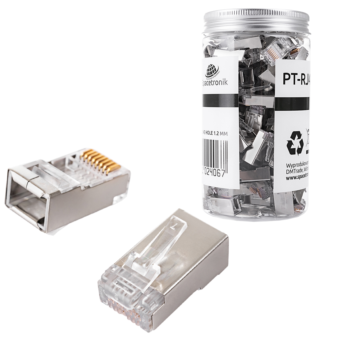 Wtyk sieciowy Pass Through RJ45 przelotowy przezroczysty CAT 6 FTP PT-RJ456FT-12 100szt