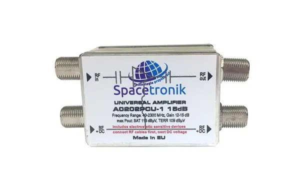 Wzmacniacz liniowy 2x SAT Spacetronik A0202PCU-1 15db