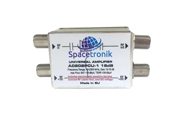 Podwójny wzmacniacz liniowy 40-2300MHz Spacetronik A0202PCU-1 +15db