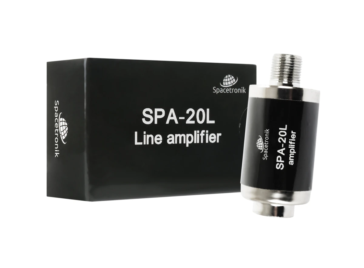 Wzmacniacz antenowy liniowy DVB-T2 TV naziemnej 20dB 5-12V Spacetronik SPA-20L