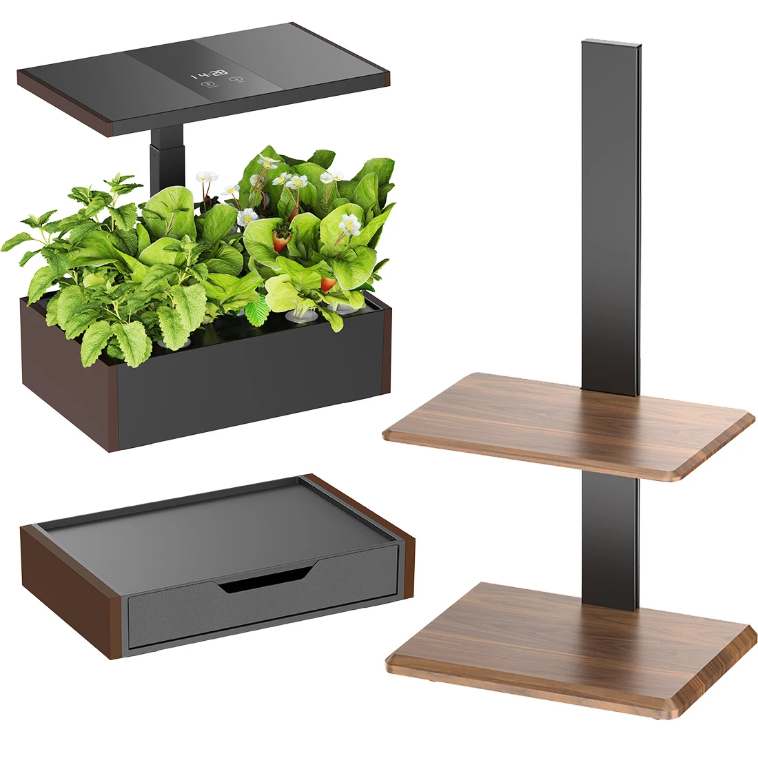 Zestaw DONICZKA nawadniająca 10L + KWIETNIK SZUFLADA LAMPA do roślin SMART GARDEN Spacetronik