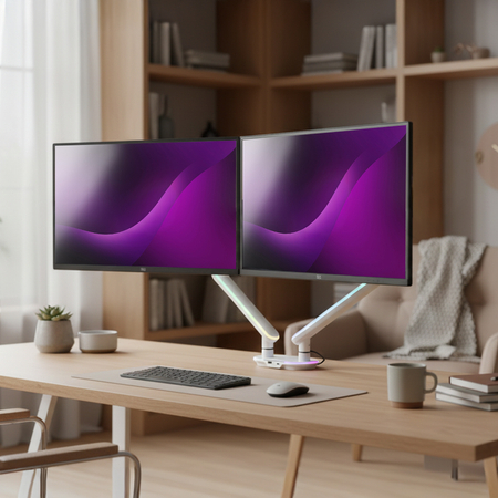 Podwójne Ramię do Monitora SPAF120LUW Białe - zdjęcie 2