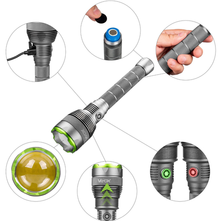 Latarka ręczna taktyczna MOCNA metalowa 10000lm TURBO LED Vayox VA0254