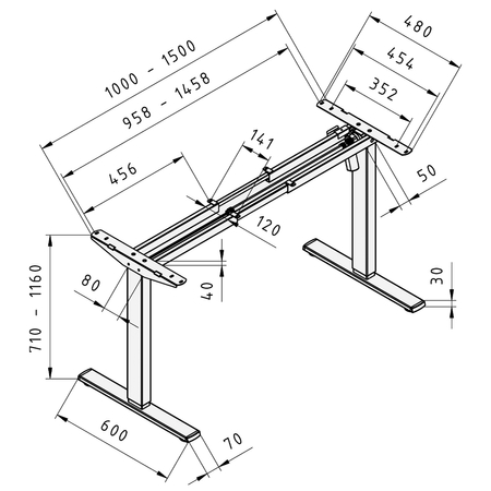 Spacetronik SPE-124G elektrischer Tischständer