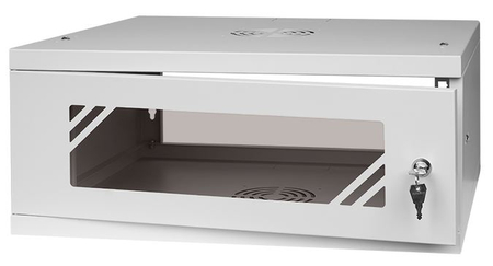 Szafa RACK 19'' 4U 450mm SZARA Szklane drzwi - zdjęcie 2