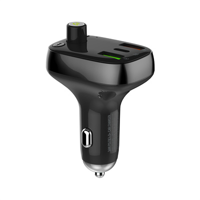 Szybka ładowarka samochodowa 36W Transmiter FM Bluetooth 5.0 LDNIO C704Q Czarna