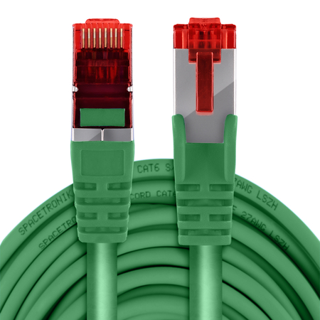 Kabel RJ45 CAT 6 S/FTP AWG27 LSZH zielony 15m