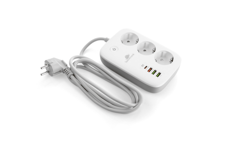 Inteligentna listwa zasilająca Spacetronik SL-PS27 z 3 AC 4 USB
