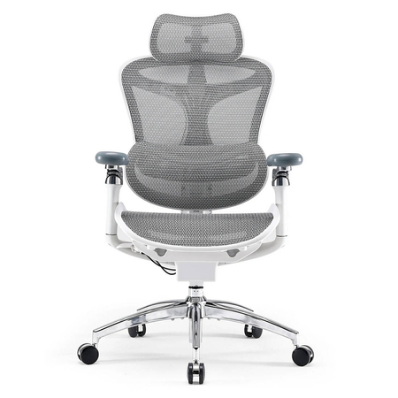 Krzesło do ergonomicznego biura 6D Spacetronik DORIS 40 szare z regulowanym zagłówkiem i podłokietnikami