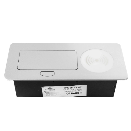 OUTLET Wpuszczane gniazdo meblowe Spacetronik SPS-D14S V2 z ładowarką indukcyjną