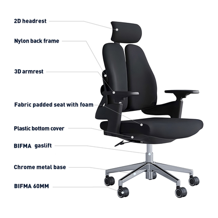 Ergonomiczny fotel do biura - REGULACJA 3D - Spacetronik SPC-BARRY-00