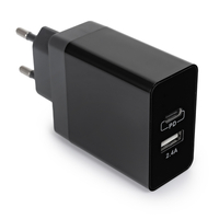 Podróżna Ładowarka sieciowa USB-C PD i USB Szybkie Ładowanie 17W Czarna Spacetronik SPC-01B