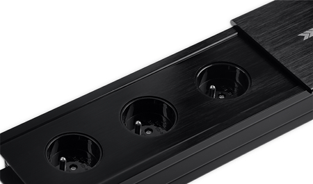 Gniazdo blatowe rozsuwane czarne 3x 230v Spacetronik SPS-S33B