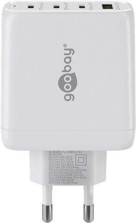 3x USB-C USB-Netzladegerät 68W Goobay WHITE - zdjęcie 2