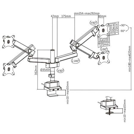 Uchwyt na dwa monitory Spacetronik SPA-H120