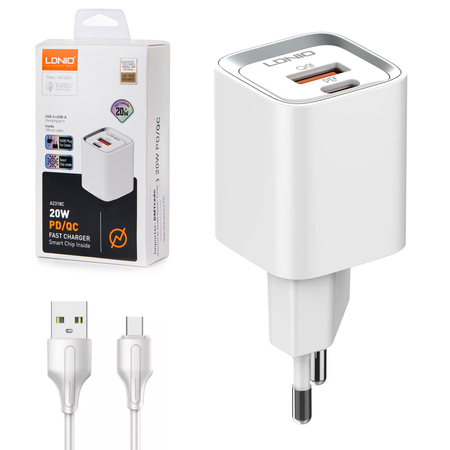 USB 20W PD QC3.0 Ladegerät USB-A microUSB Kabel