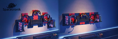 Czarna ścianka perforowana na kable i akcesoria do gamingu Spacetronik Holdee SPB-157B