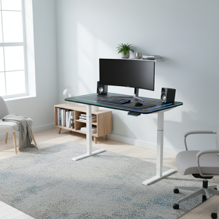 Biurko gamingowe elektryczne RGB z regulacją wysokości Spacetronik 120x60 - zdjęcie 2