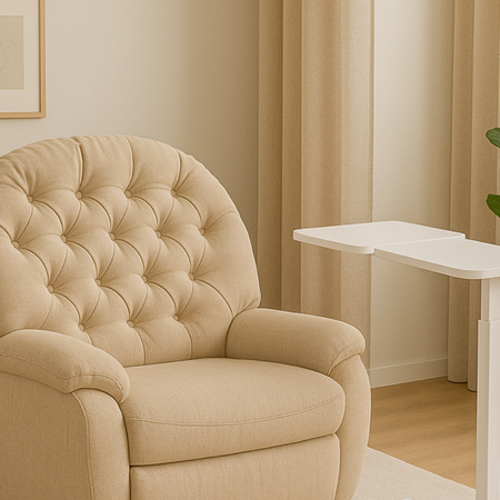 Zestaw wypoczynkowy fotel Spacetronik Flax 04M beżowy + stolik regulowany BUDDY - zdjęcie 2