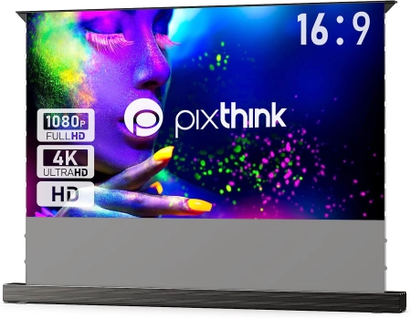OUTLET Elektryczny Ekran Projekcyjny Zwijany Podłogowy Pixthink 100" cali kino domowe sala konferencyjna