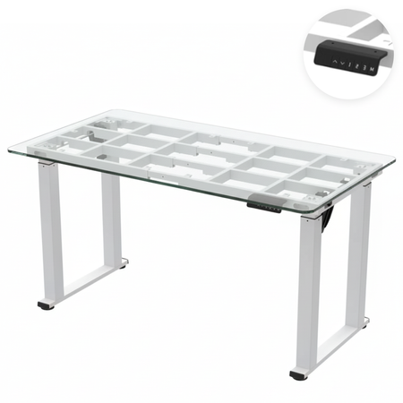 Zestaw do nowoczesnego biura: biurko elektryczne + fotel biały