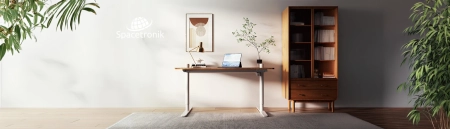 Regulowane biurko z elektryczną zmianą wysokości OUTLET Spacetronik Moris SPE-O121, 120x60, Czarny stelaż, Jasne drewno blat - zdjęcie 2