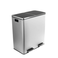 Kosz na śmieci metalowy podwójna komora srebrny