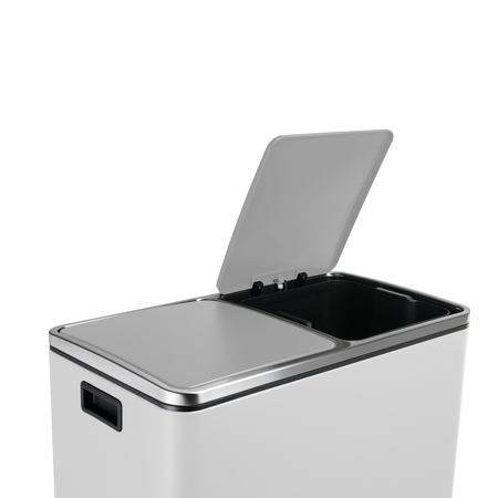 Kosz na śmieci metalowy podwójna komora biały