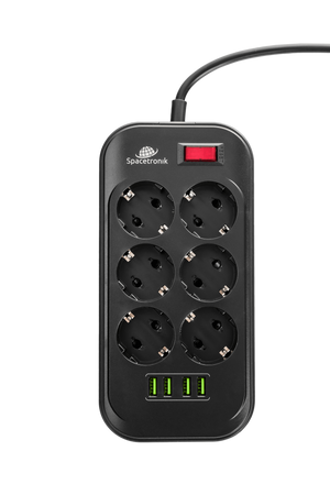 Listwa zasilająca Spacetronik SR-204 6x AC z ładowarką 4x USB 3.4A Auto-id