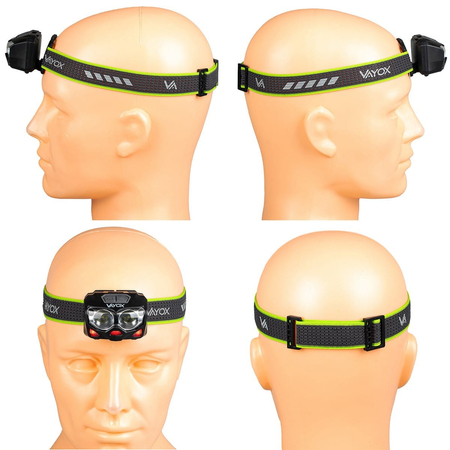 Latarka czołowa na baterie lub akumulator 500lm IP65 LED COB czujnik ruchu Vayox VA0078