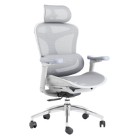 Ergonomiczne, szare krzesło biurowe Spacetronik DORIS 30 z regulacją zagłówka i podłokietników