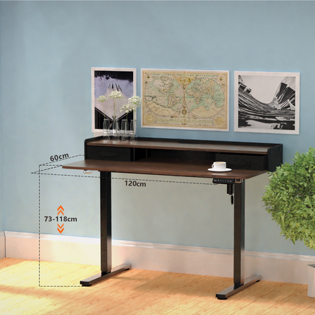 Biurko Elektryczne SPEF134BB 120x60 z Szufladą i USB z pamięcią czarne