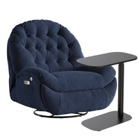 Zestaw wypoczynkowy fotel elektryczny Spacetronik Flax 04M niebieski + stolik regulowany