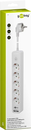 Goobay Steckdosenleiste 5xAC 230V + 2xUSB 5V/21A