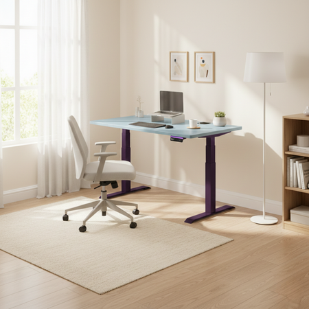 Biurko regulowane Vegard elektryczne dwusilnikowe MDF fioletowo-niebieskie - zdjęcie 2
