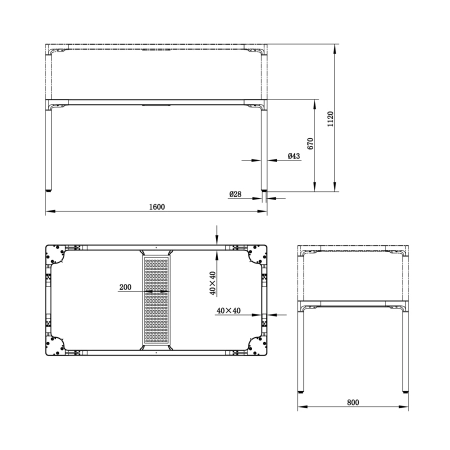 Elektryczny stół podnoszony Spacetronik 160x80 czarny SPE-O424B OUTLET